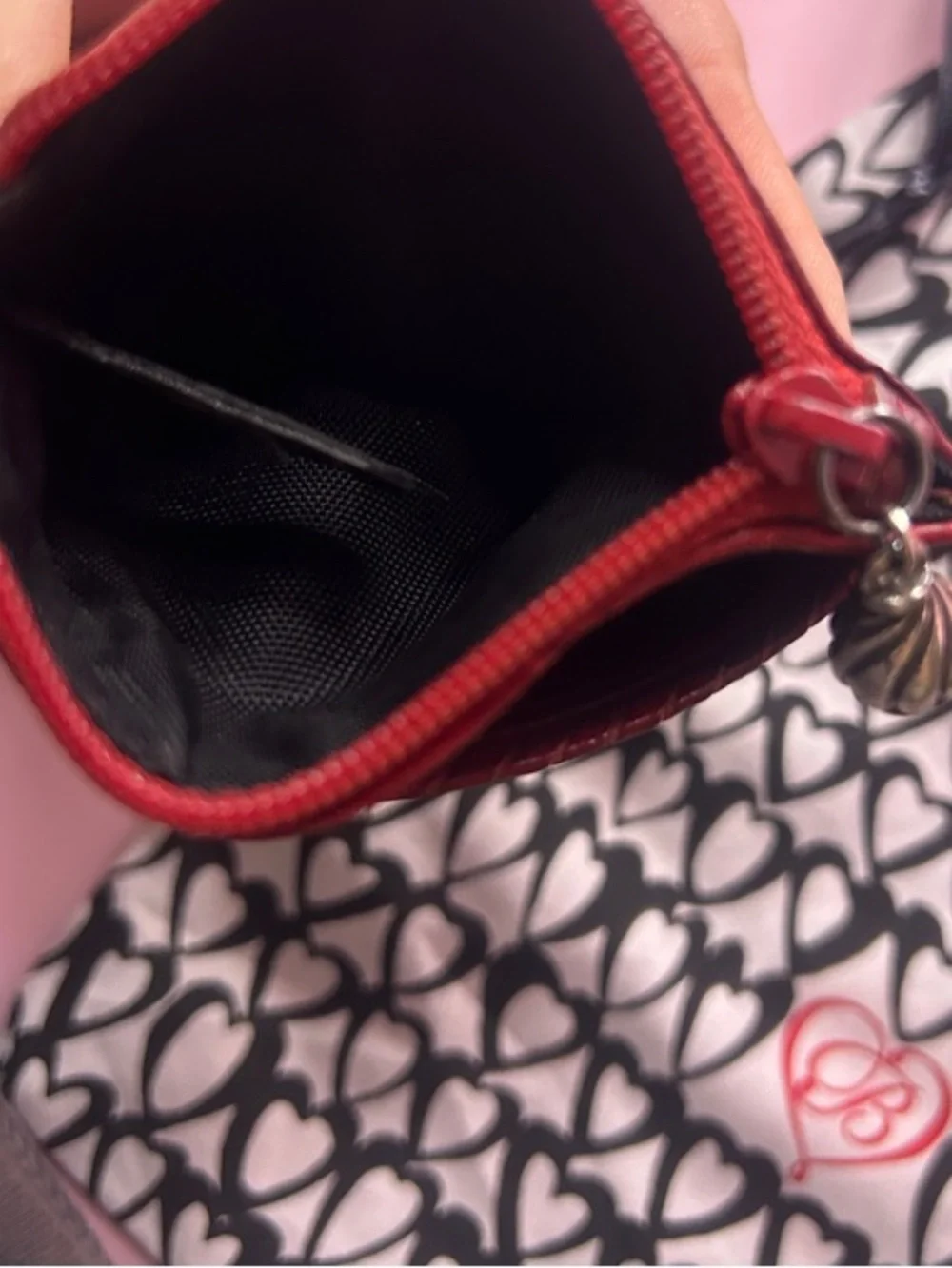 Brighton Red Leather Heart Card Holder with dust bag - Picture 5 of 5